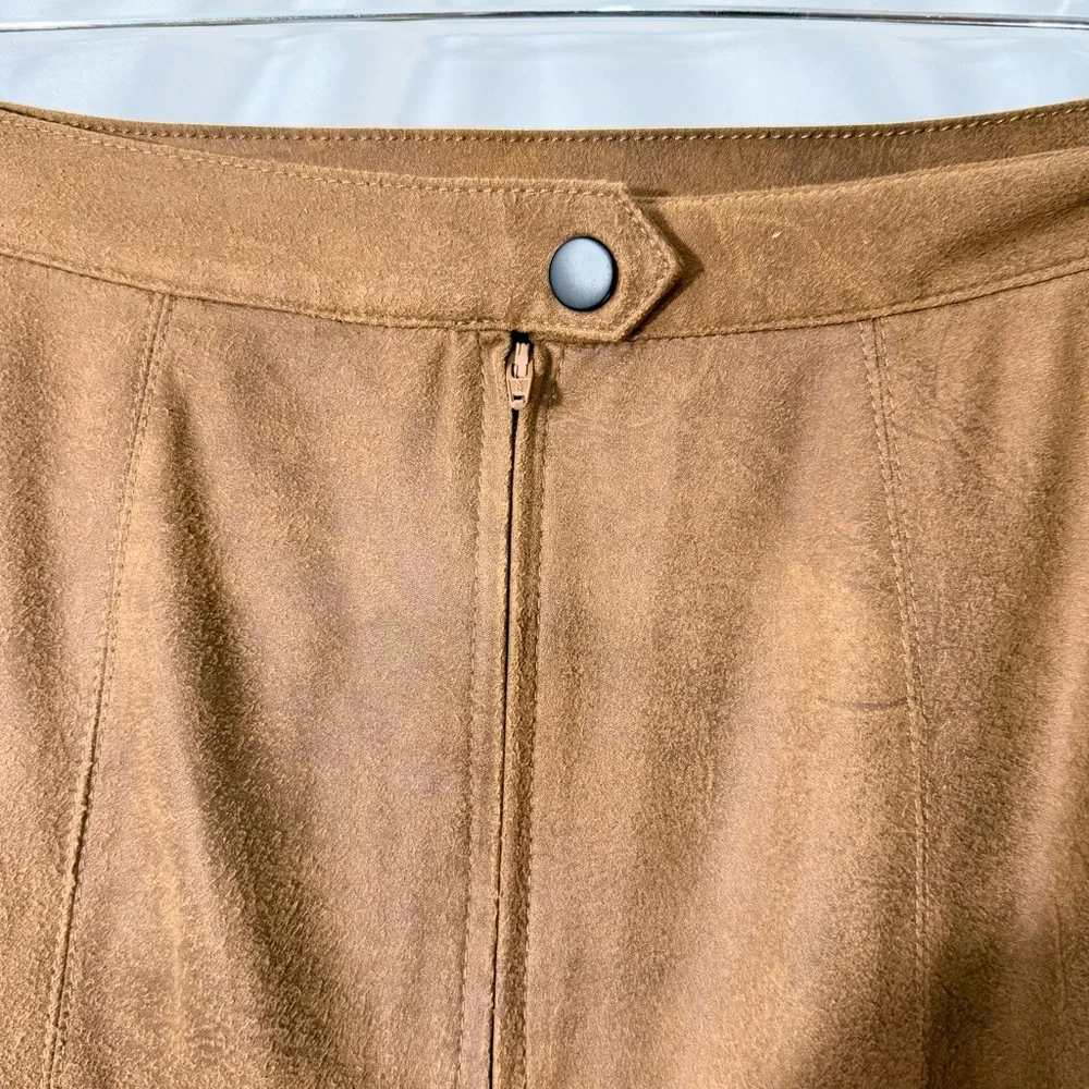 Free People Camel Colored Rumi Ruched Faux Suede Mini Skirt Size XS